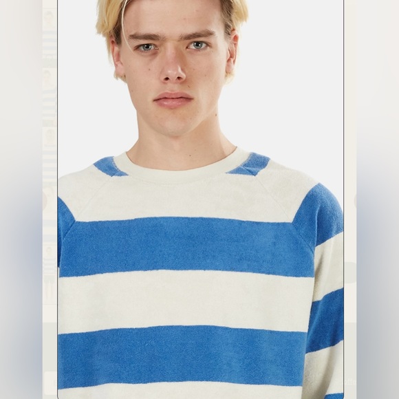 La Paz Men’s Sky Blue Towel Stripes Crew Neck Sweater Sz. Small New With Tags - Picture 5 of 12